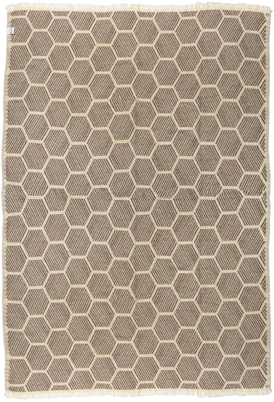 Hive Geometric Print Turkish Cotton Throw Blanket, Brown