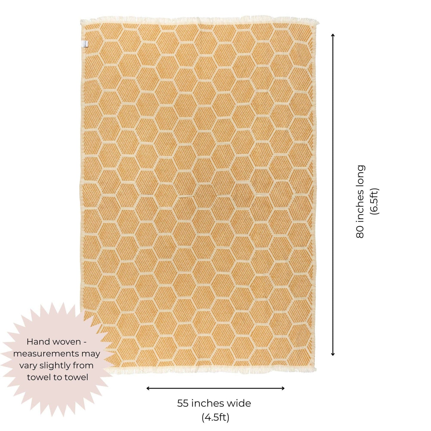 Hive Geometric Print Turkish Cotton Throw Blanket, Yellow