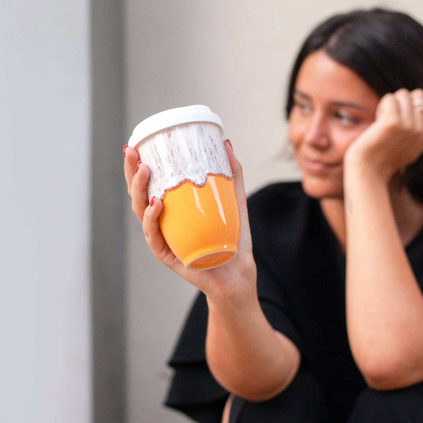 Ceramic Travel Mug 12oz- Golden Honey