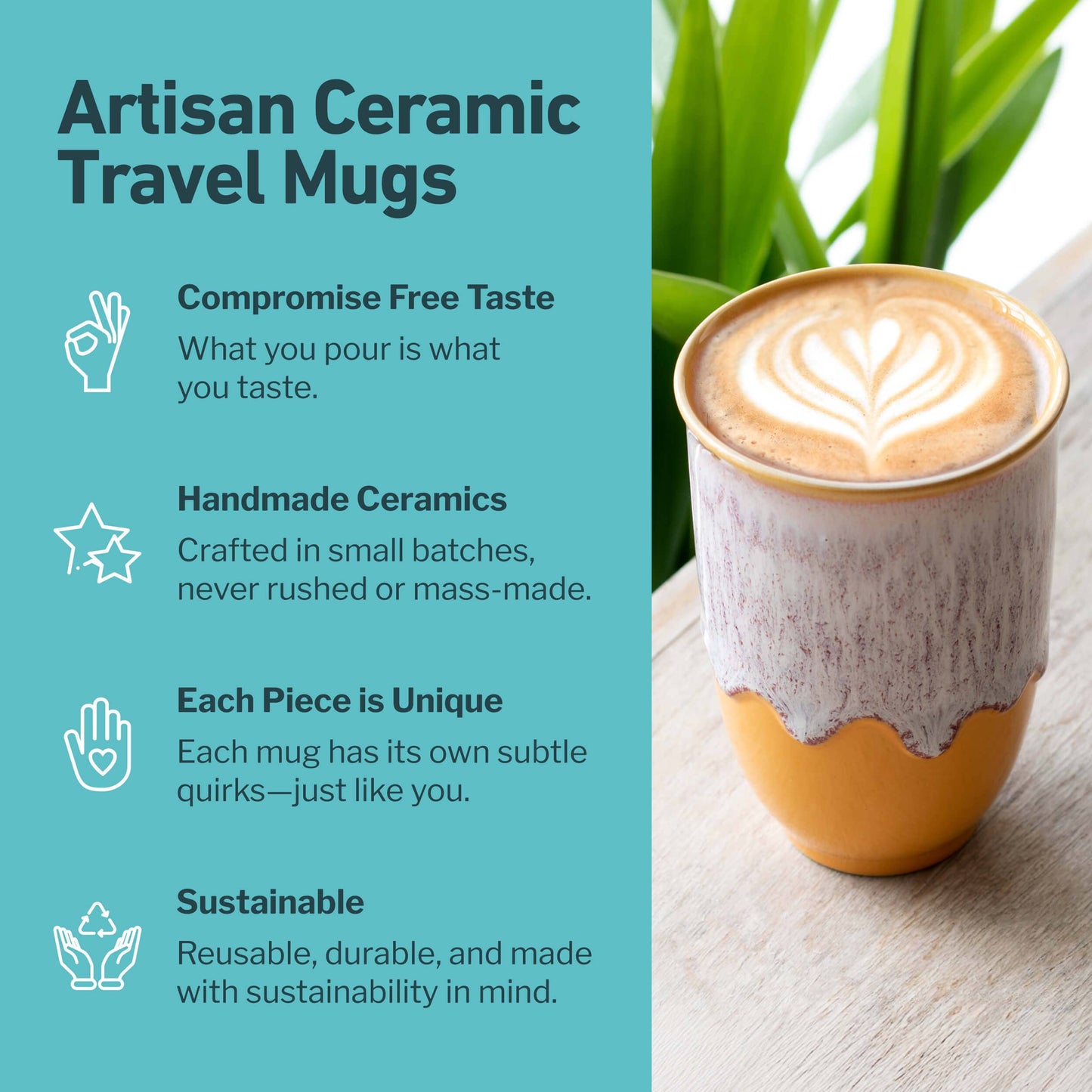 Ceramic Travel Mug 12oz- Golden Honey