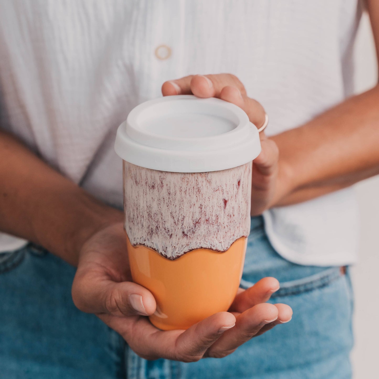 Ceramic Travel Mug 12oz- Golden Honey