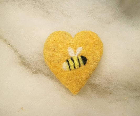 Needle felted 2" Bee heart